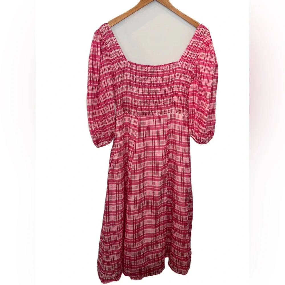 🩷Olivia James Bridget Country Plaid Pink Midi Dress - Picture 4 of 8